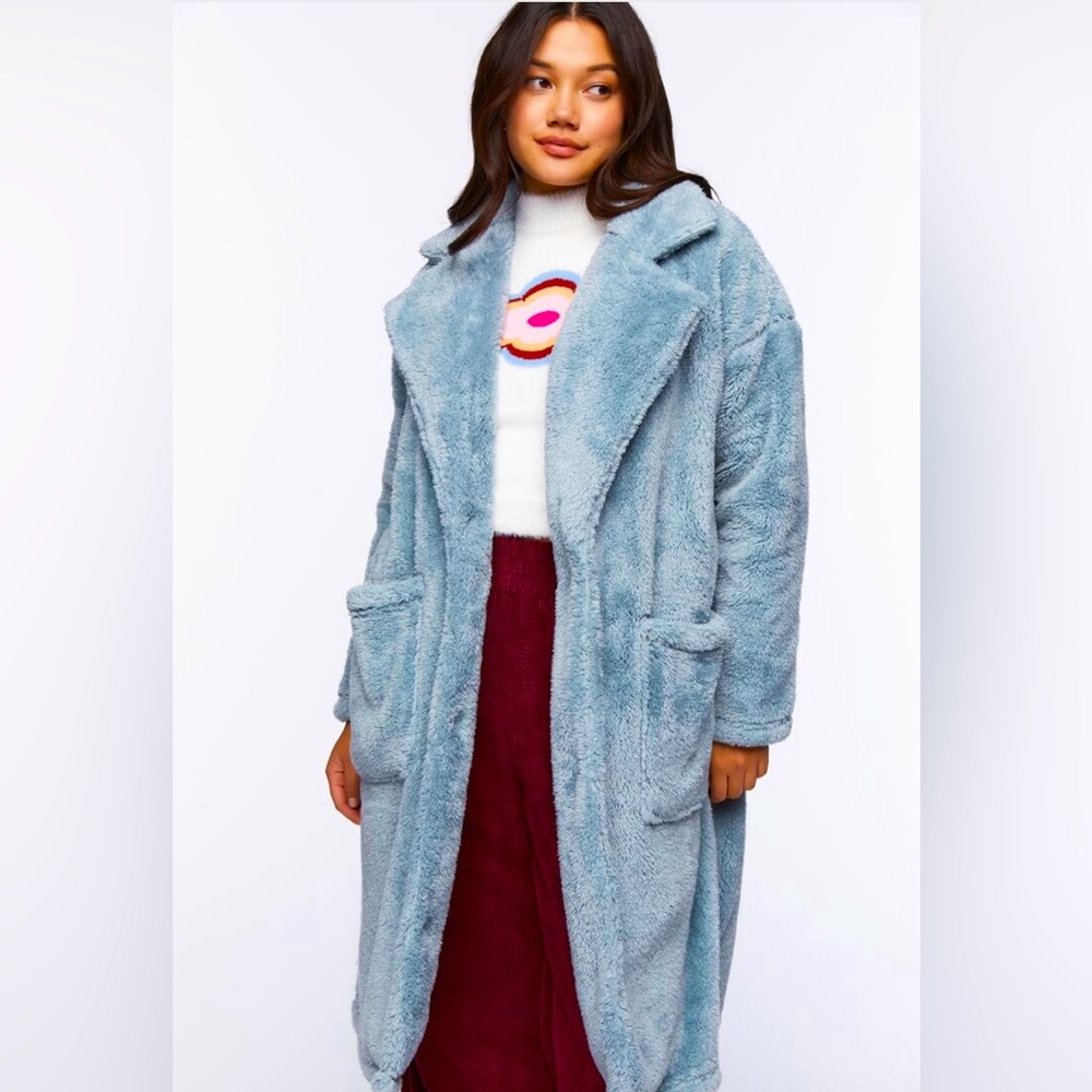 NWT Fleece Longline Coat🩵